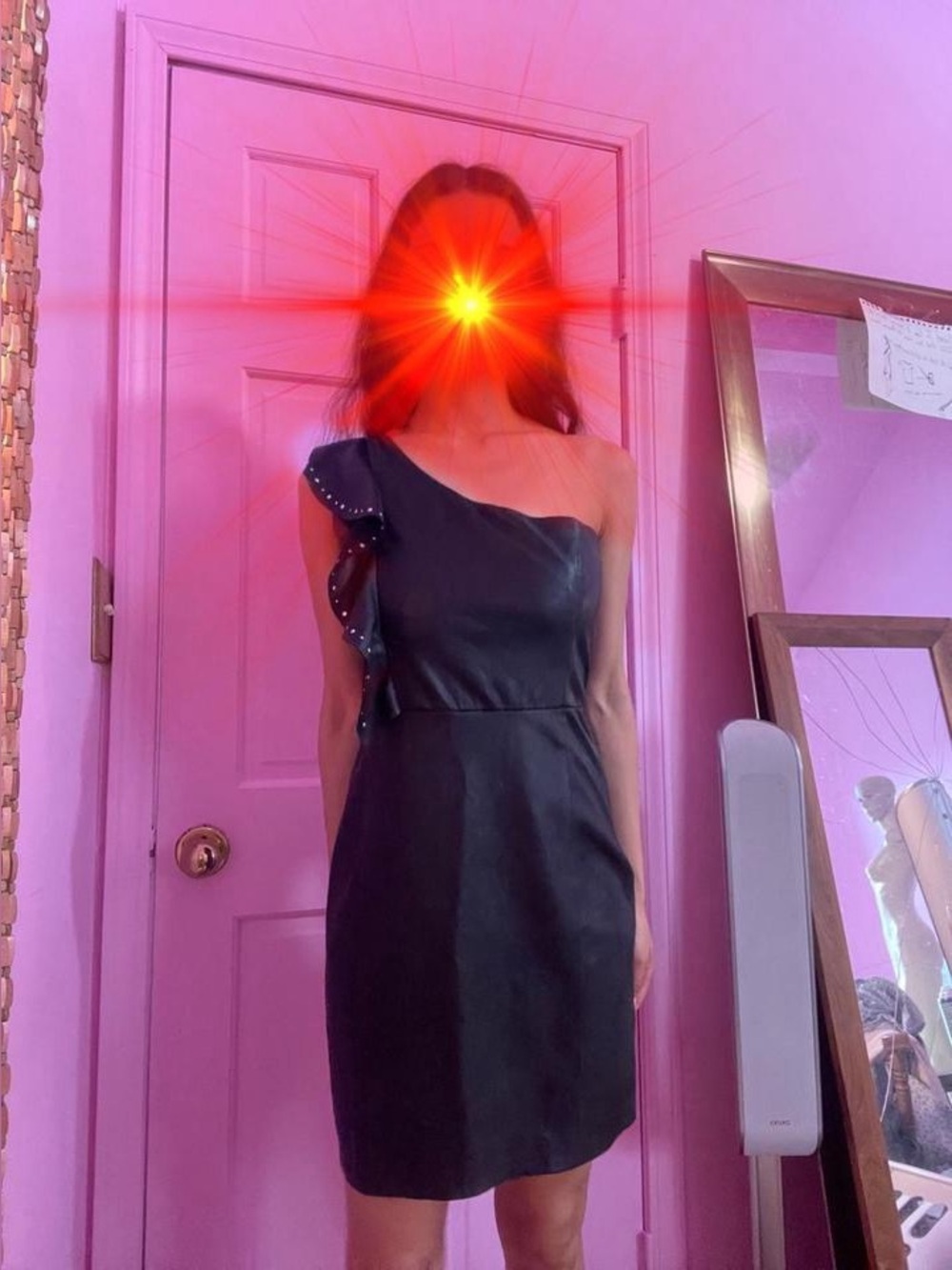 black shoulder dress